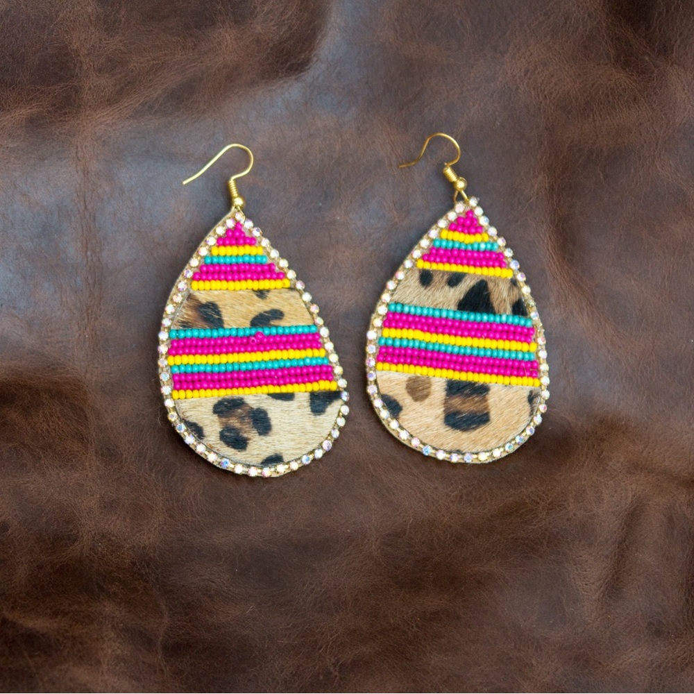 Colorful Leopard Print Teardrop Earrings